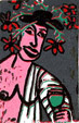 Linocut Bacchus of Twan de Vos, the god of wine