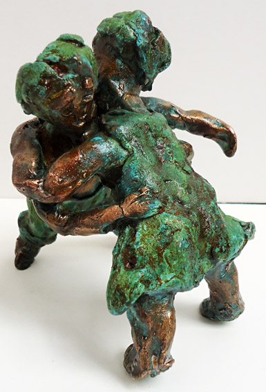 Skulptur in Bronze "Meine erste Tango" der Twan de Vos, die ersten Schritte auf der Tanzfläche