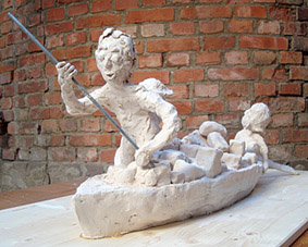 On the basis of the sketch I made a 3D model in clay
