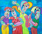 Gemälde Parteiduett of Twan de Vos, Musiker bringen eine Aubade ein paar Tendenzen Proos, ein Sänger und ein Saxophonist, der Musik