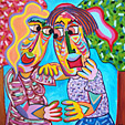 Painting Paradise temptation by Twan de Vos, acrylic on canvas, two people in love