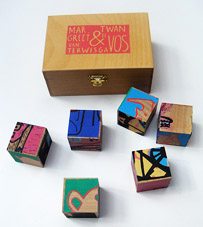 Twan de Vos Puzzle Box mit Siebdruck-Einheiten, darunter 3 von 6 Bilder der Margreet Terwisga
