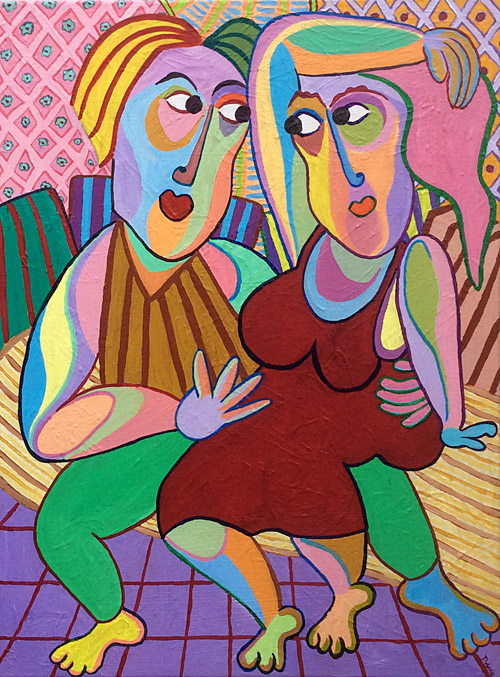 Gemälde "Lounge Gespräch" der Twan de Vos, gemütliche Plauderstunde zwischen den Kissen