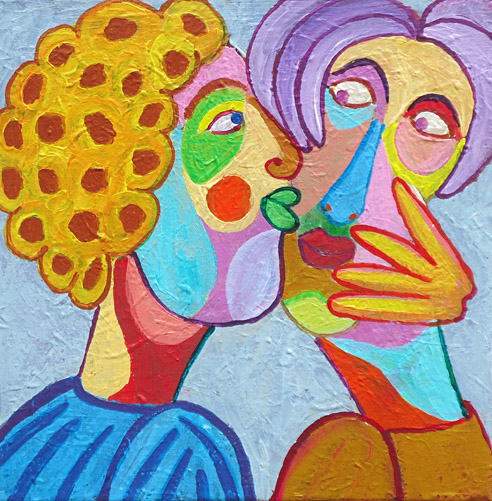 Schilderij Tedere kus van Twan de Vos, liefdevolle kus