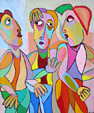Painting Among friends by Twan de Vos, friends talking