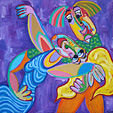 Painting Spanish dance of Twan de Vos, man and woman dancing enthusiastically to the Spanish tango, dance