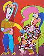 painting art feeling relation talk man woman chair