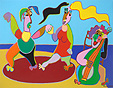 Twan de Vos schilderij strand dans liefde muziek gitaar zee zon vakantie kunst