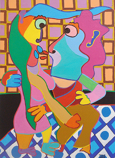 schilderij kus zoenen swingen dansen tango liefde