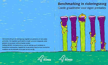 Benchmarking, ontwerp illustraties voor de benchmarkfolder van Stichting Rioned rioolmeting
