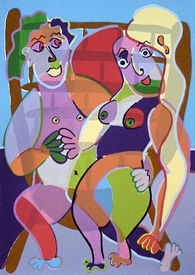 two lovers on a chair Silkscreen print