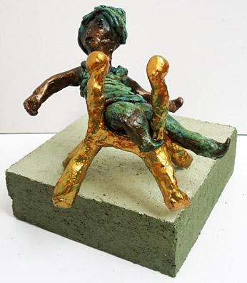 Sculptuur in brons Evenwichtskunstenaar, brons, bronzen beeld sculptuur van eem man die op zoek is naar de balans