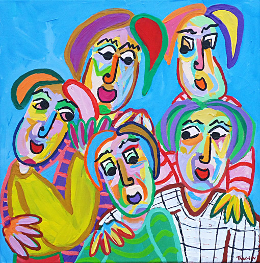 Painting All in the family by Twan de Vos, group, portrait of the whole family