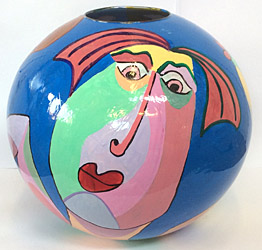 Glass vase, painted, diameter 38 cm
