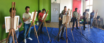 Naaktmodel schilderen in Antwerpen met vriendenclub