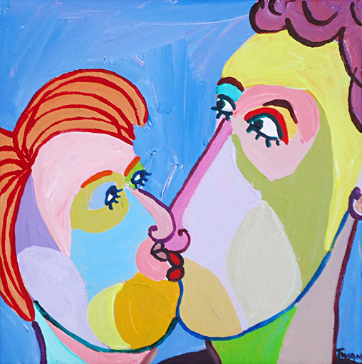 Schilderij De kus van Twan de Vos
