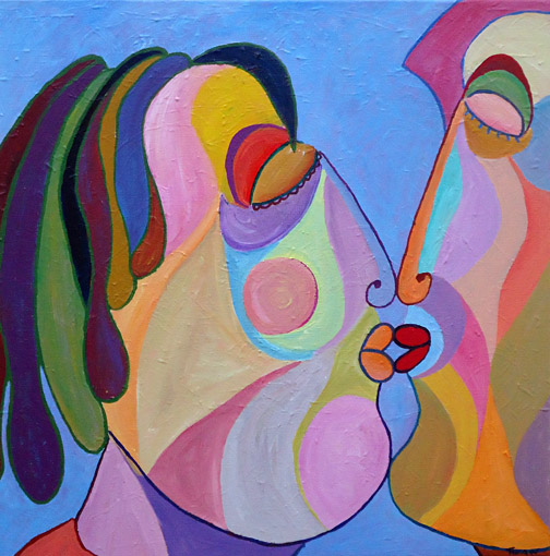 Schilderij Dikke kus 2 van Twan de Vos, met liefde gegeven