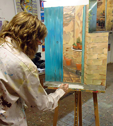 Cursus schilderen op het atelier van Twan de Vos in Wageningen, schilderles, schildercursus, schilderen