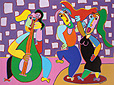 schilderij disco seventies party feest dans liefde muziek gitaar kunst dans
