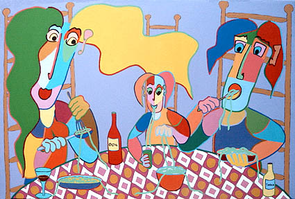 schilderij spaghetti eten diner familie van gogh